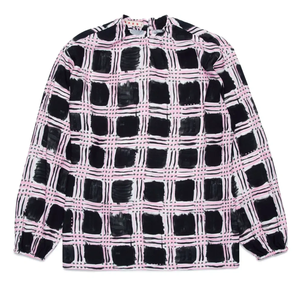 Клетчатая блузка с круглым вырезом