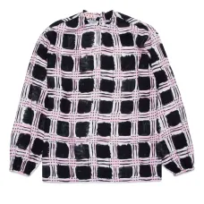 Клетчатая блузка с круглым вырезом