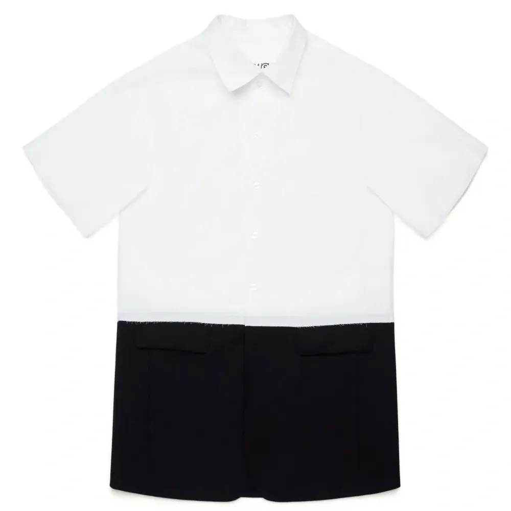 Двухцветное платье с короткими рукавами