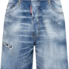 Джинсовые шорты с эффектом потертости и логотипом