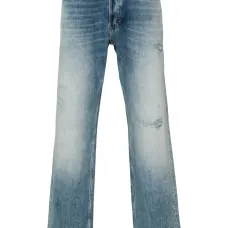 Прямые джинсы с прорезями