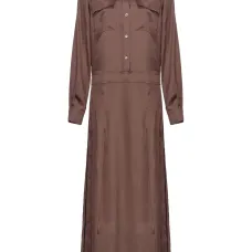 Атласное платье макси с длинными рукавами