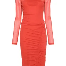 Платье миди из тюля с длинными рукавами