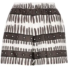 Льняные шорты с абстрактным принтом