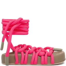 Сандалии с плоской подошвой и ремешками в виде верёвок