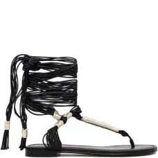 Кожаные босоножки на шнуровке