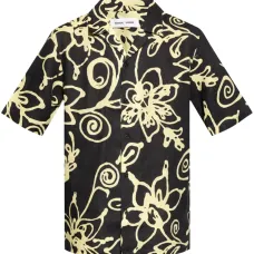 Льняная рубашка с цветочным принтом