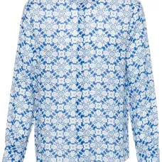 Льняная рубашка с цветочным принтом