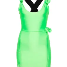 Платье мини с цветочной аппликацией