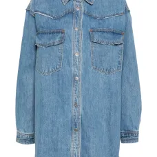 Джинсовая рубашка с необработанным краем Джинсовая рубашка с необработанным краем