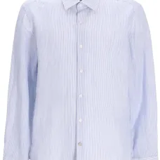 Льняная рубашка в полоску