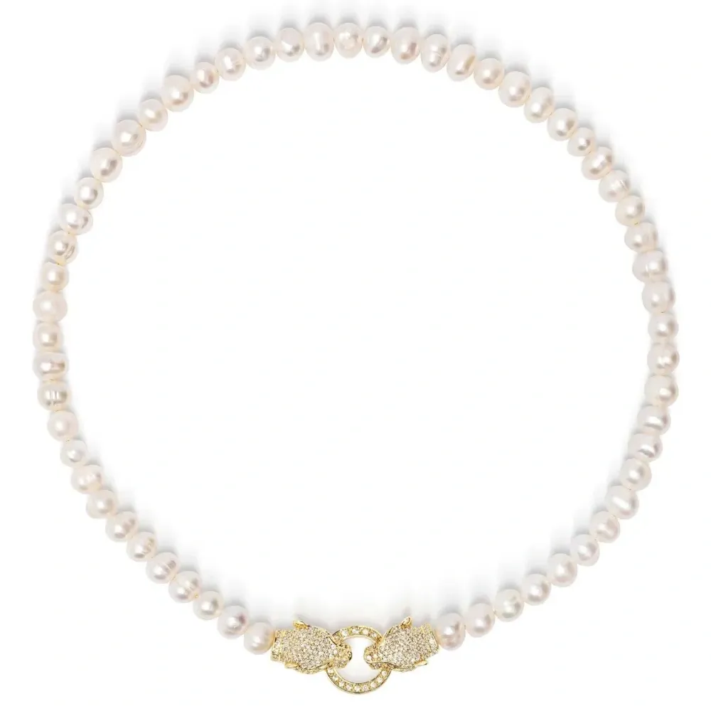 Колье Panther Head с жемчугом