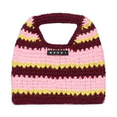 Полосатая сумка в технике кроше Полосатая сумка в технике кроше