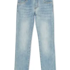 Прямые джинсы с пятью карманами и нашивкой-логотипом Прямые джинсы с пятью карманами и нашивкой-логотипом