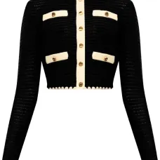 Укороченный кардиган в технике кроше