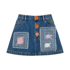 Джинсовая юбка в технике пэчворк