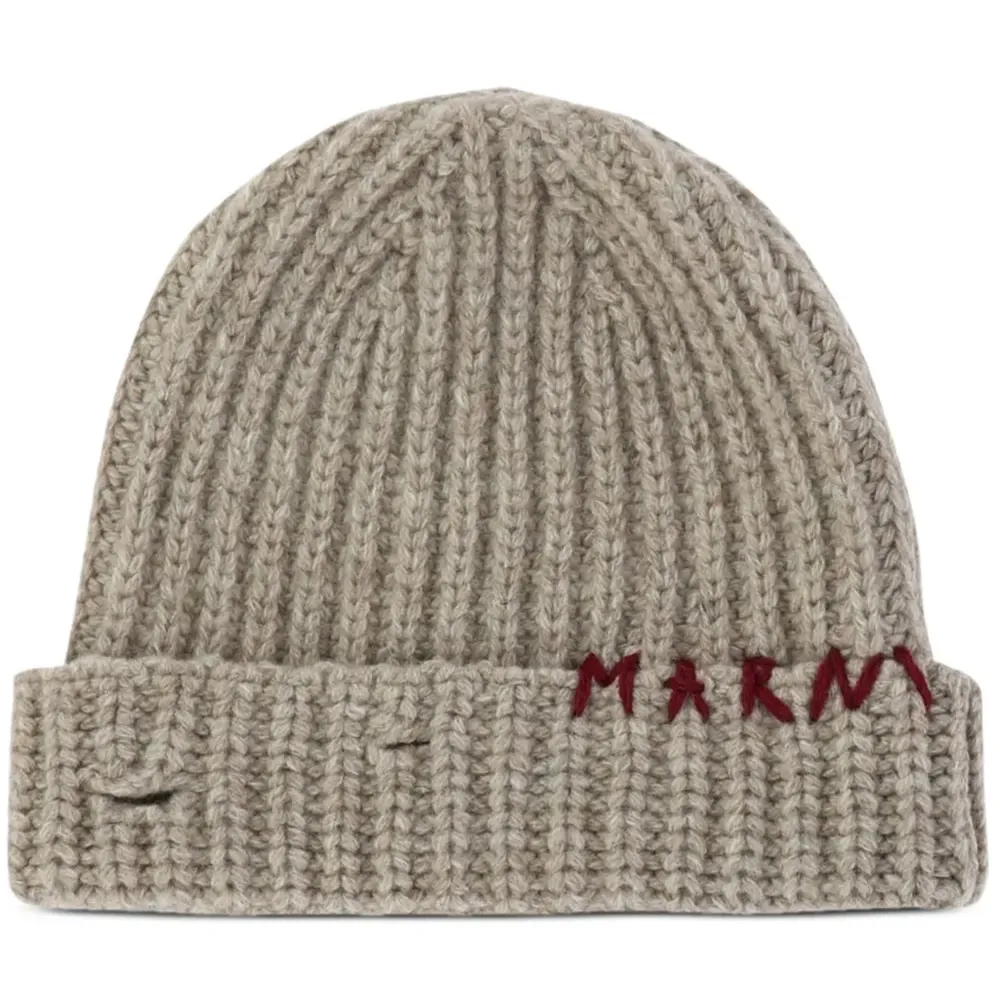 Шапка бини в рубчик с вышитым логотипом