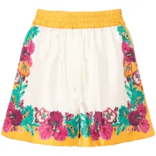 Шелковые шорты с цветочным принтом Шелковые шорты с цветочным принтом