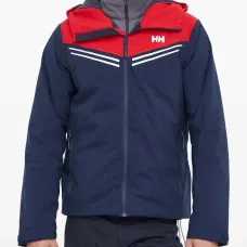 Полосатая лыжная куртка с капюшоном