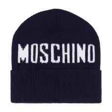 Шапка бини вязки интарсия с логотипом