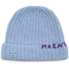 Шерстяная шапка бини с вышитым логотипом