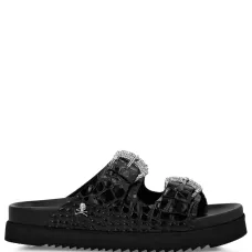 Босоножки с тиснением под кожу крокодила Босоножки с тиснением под кожу крокодила