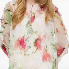 Блузка с цветочным принтом и оборками Блузка с цветочным принтом и оборками
