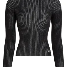 Футболка с высоким воротником и люрексом