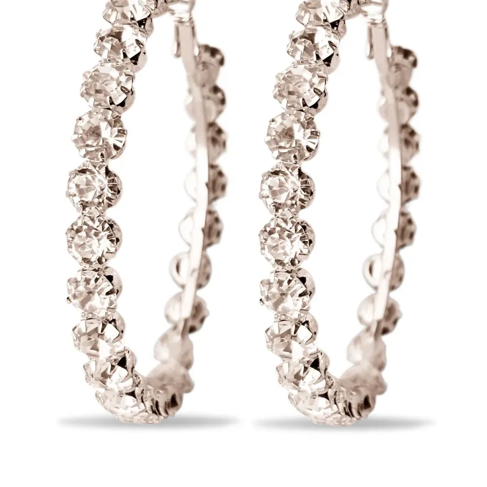 Серьги-кольца со стразами