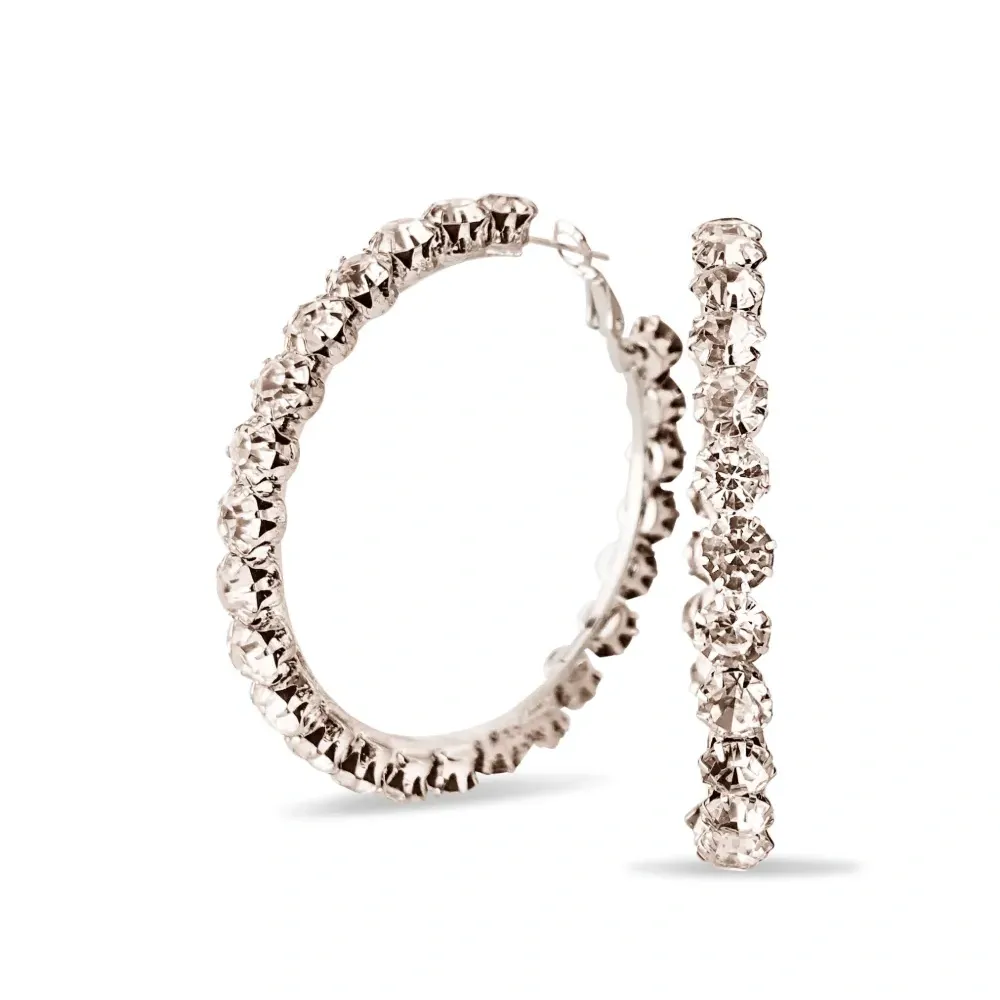 Серьги-кольца со стразами