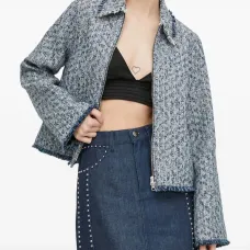 Твидовый жакет на молнии