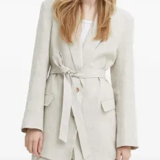 Льняной блейзер с поясом Льняной блейзер с поясом