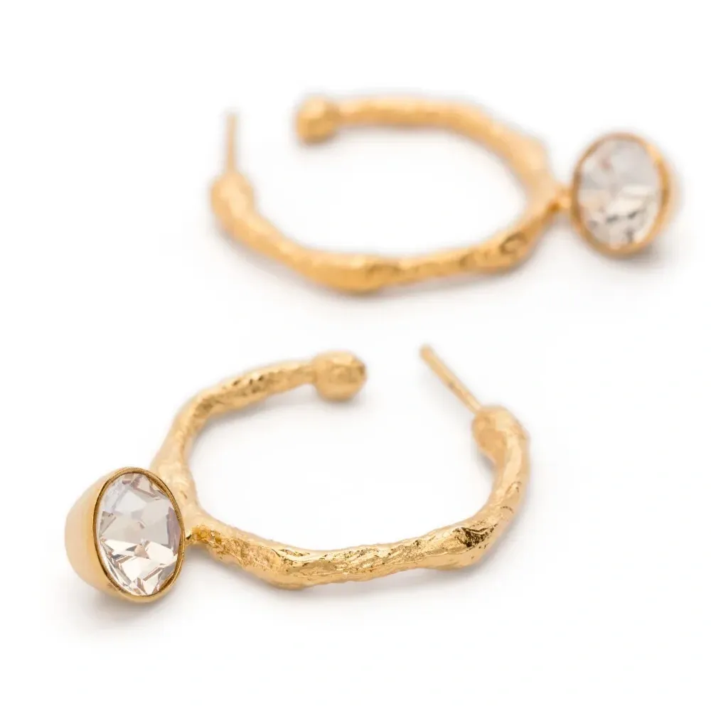 Серьги-кольца с кристаллами