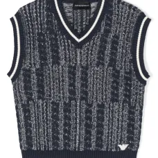 Платье мини фактурной вязки с V-образным вырезом