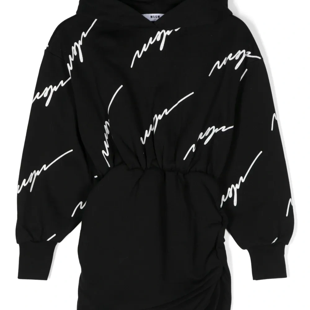 Платье мини с капюшоном и логотипом