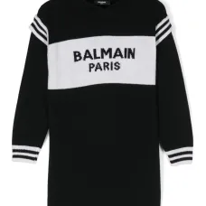 Платье вязки интарсия с логотипом Платье вязки интарсия с логотипом