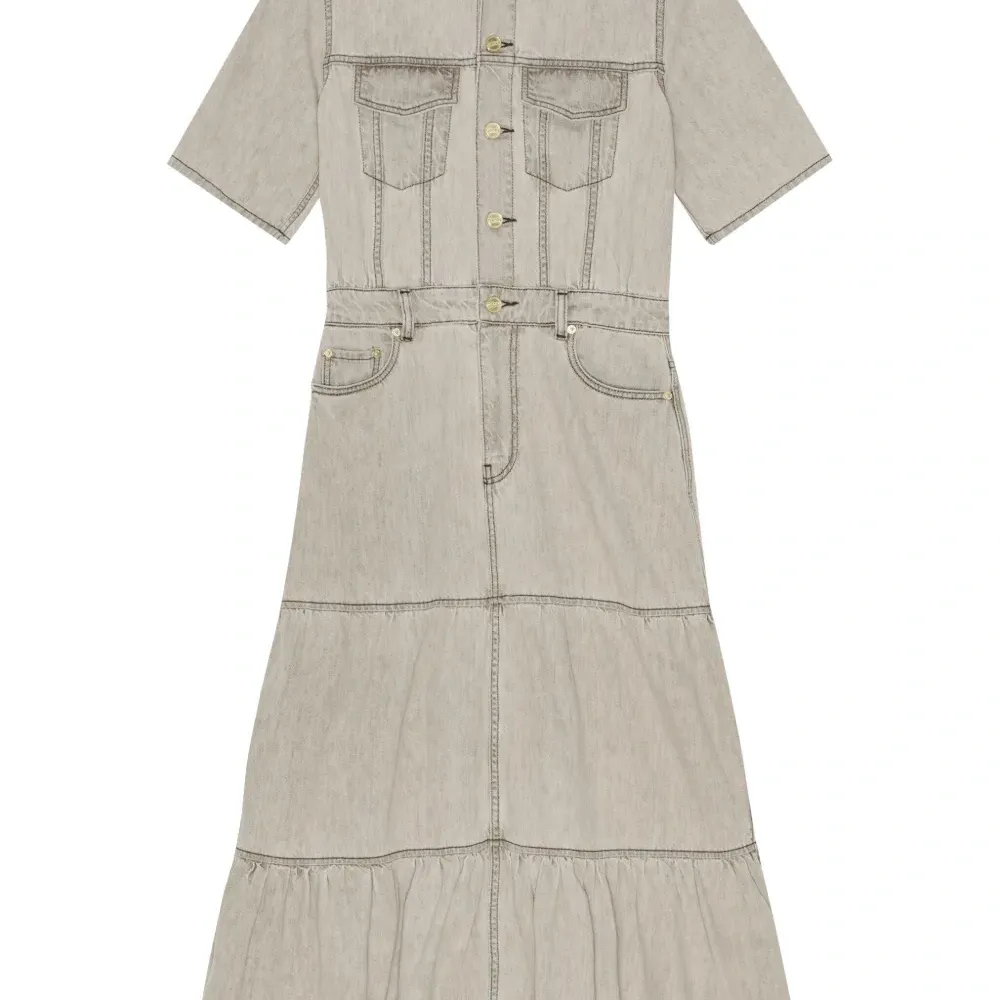 Ярусное джинсовое платье макси