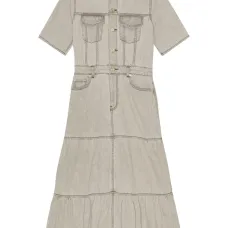 Ярусное джинсовое платье макси