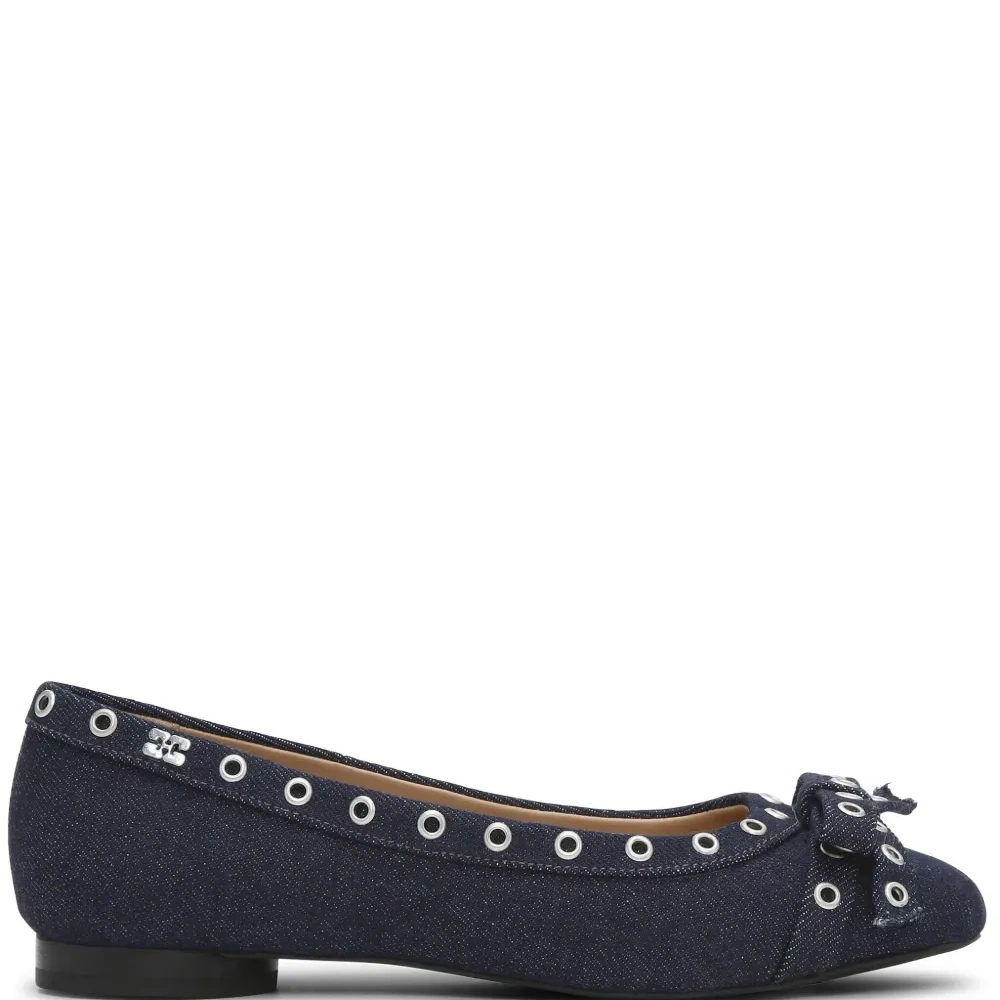 Джинсовые балетки с люверсами Джинсовые балетки с люверсами