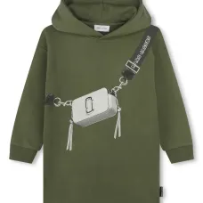 Платье с капюшоном и принтом