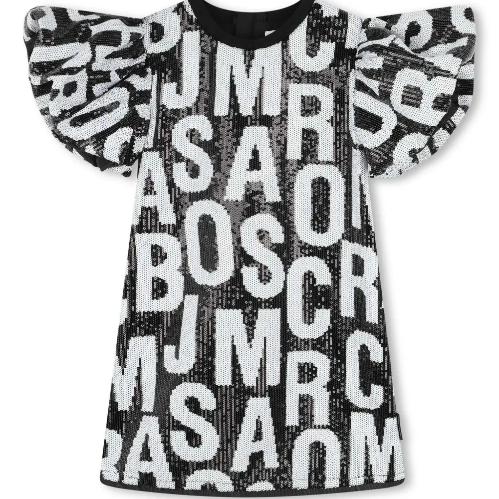 Платье с логотипом и пайетками