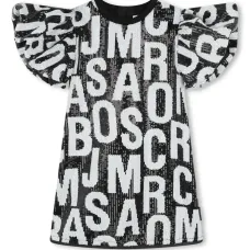 Платье с логотипом и пайетками