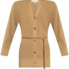 Длинный кардиган с цепочкой и поясом