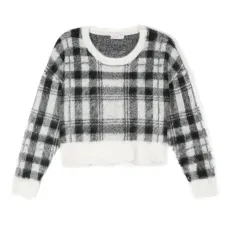 Клетчатый джемпер с эффектом потертости