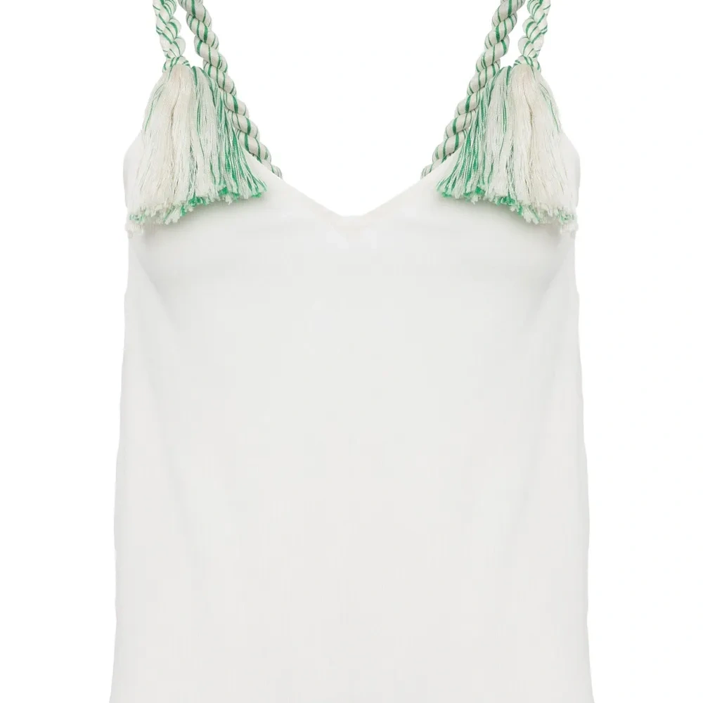 Топ с V-образным вырезом и кисточками