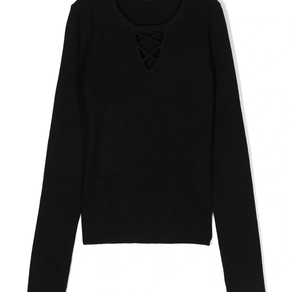 Свитер в рубчик с перекрестными бретелями