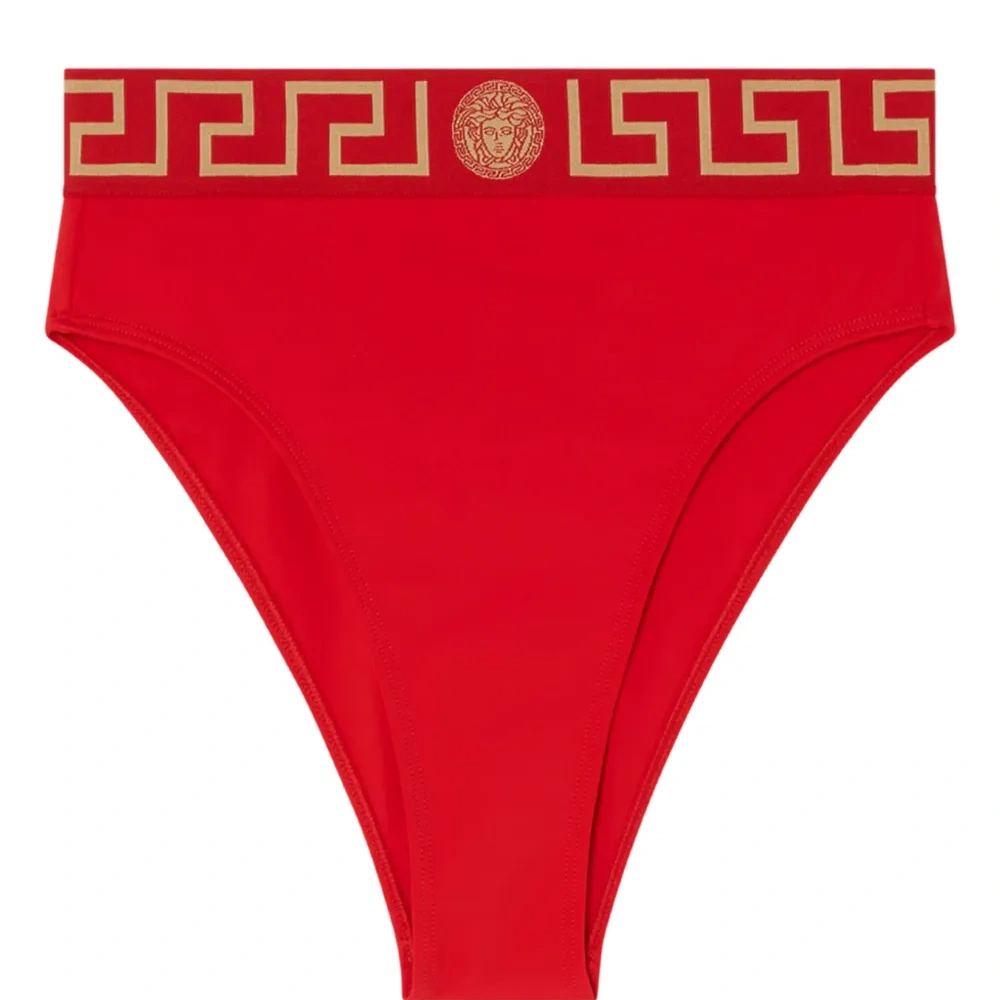 Плавки бикини с завышенной талией и декором Greca