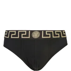 Комплект из трех трусов-брифов с узором Greca и логотипом Medusa