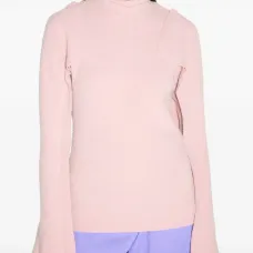 Топ с волнистыми рукавами и воротником-стойкой