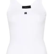 Топ в рубчик с вышивкой MA